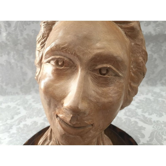 Image 1 of Vintage-Skulptur aus Ton "Brustbild einer Frau", 1950er Jahre