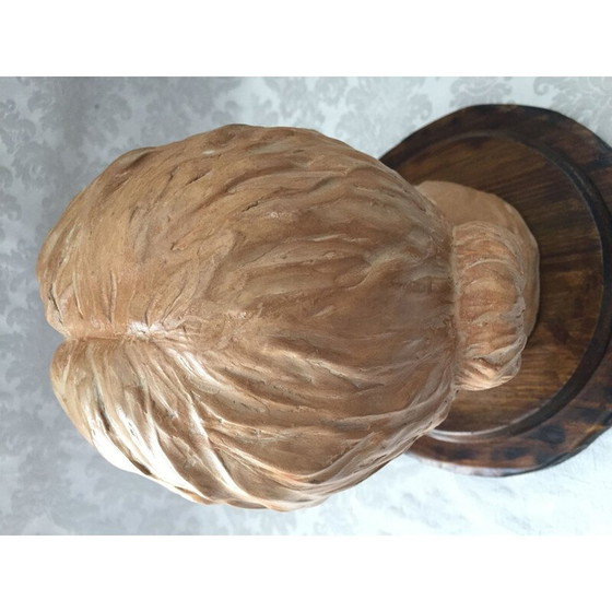 Image 1 of Vintage-Skulptur aus Ton "Brustbild einer Frau", 1950er Jahre