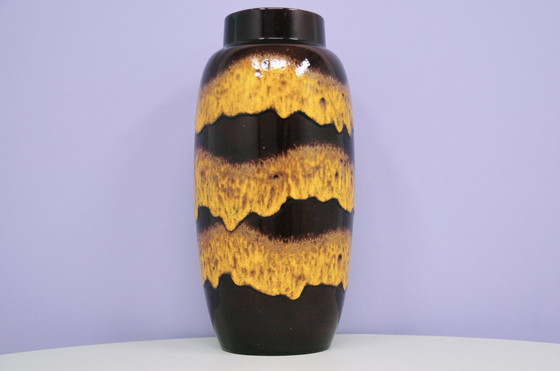 Image 1 of Braun Westdeutschland Vase geflammt Fatlava