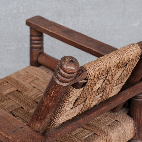 Image 1 of Französischer Art Deco Sessel aus Cord und Eichenholz von Charles Dudouyt, 1940er Jahre