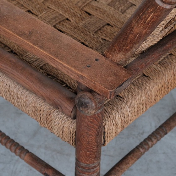 Image 1 of Französischer Art Deco Sessel aus Cord und Eichenholz von Charles Dudouyt, 1940er Jahre