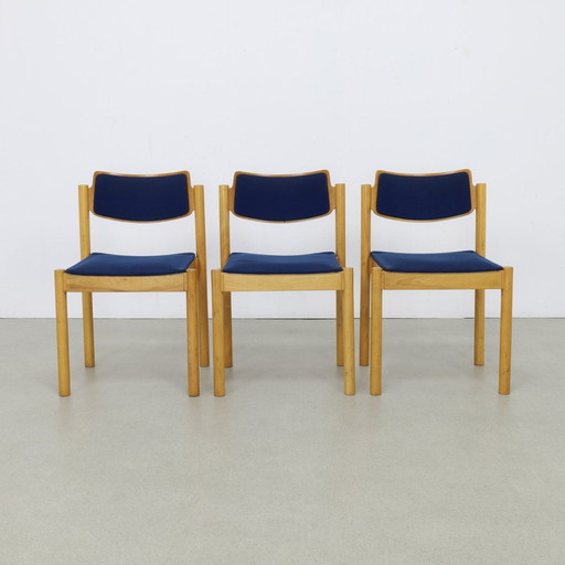 3X Vintage Esszimmerstuhl stapelbar, 1980S