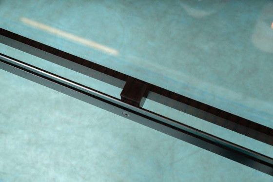 Image 1 of Minimalistischer Esstisch aus Glas und Metall, Midmod 80s Esstisch