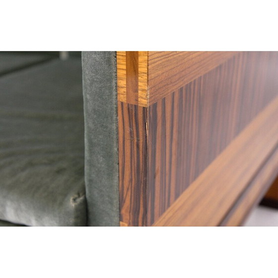 Image 1 of Skandinavisches 3-Sitzer-Sofa aus Rosenholz und Samt für das schwedische Haus Grace, Schweden 1930