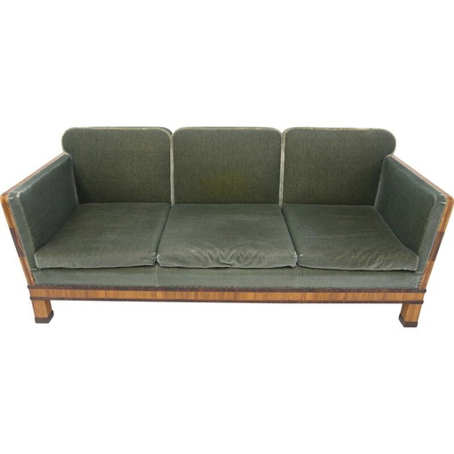 Skandinavisches 3-Sitzer-Sofa aus Rosenholz und Samt für das schwedische Haus Grace, Schweden 1930