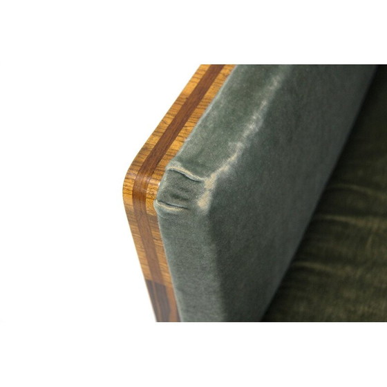 Image 1 of Skandinavisches 3-Sitzer-Sofa aus Rosenholz und Samt für das schwedische Haus Grace, Schweden 1930