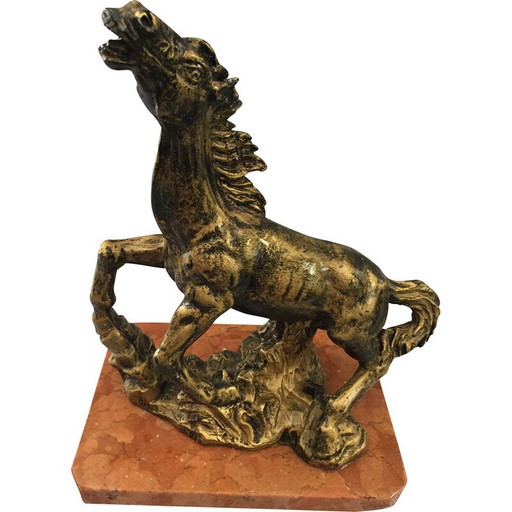 Vintage Pferd Skulptur Statue in Oxolyt und Marmor, 1970