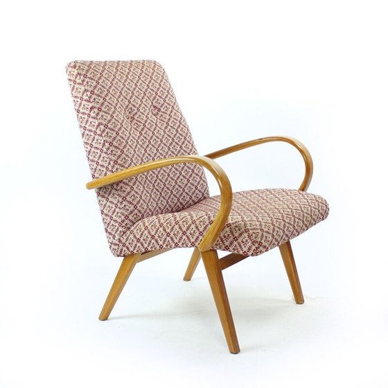 Image 1 of Vintage-Sessel mit glatten Holzarmen von Ton, Tschechisch 1960
