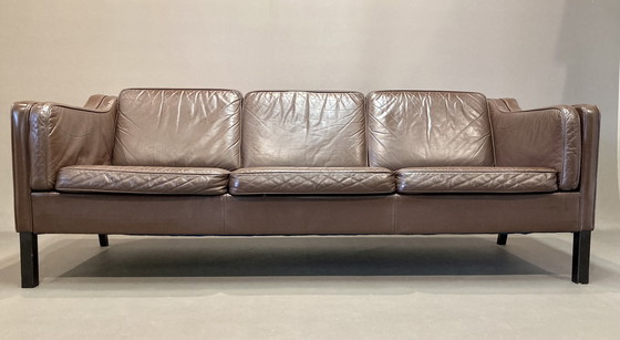 Image 1 of 3-Sitzer-Sofa Leder Skandinavisches Design.