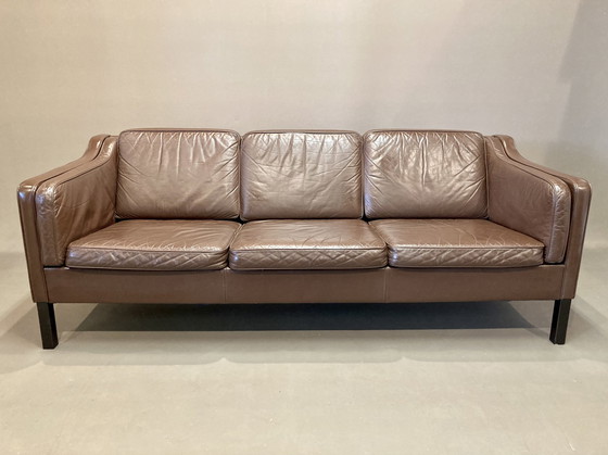 Image 1 of 3-Sitzer-Sofa Leder Skandinavisches Design.