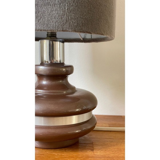 Image 1 of Vintage-Lampe aus emaillierter Keramik, umgeben von Aluminium, 1970