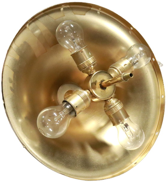 Image 1 of Hängelampe aus Messing mit mattiertem Eisglas