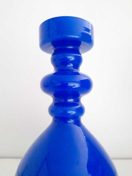 Image 1 of Vase Mit Ringen Aus Kobaltblauem Glas Hirschberg