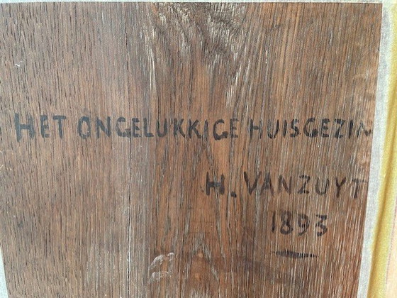Image 1 of Der unglückliche Haushalt von H.Vanzuyt von 1893 Gemälde 34X27 Cm ( 48X42 Cm mit Rahmen)