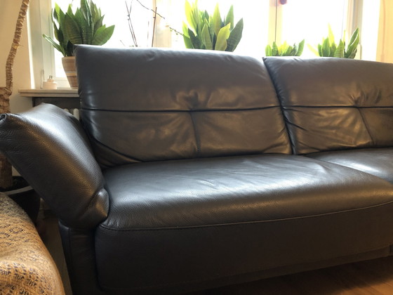 Image 1 of 3-Sitzer Sofa Luxus Leder Dunkelblau