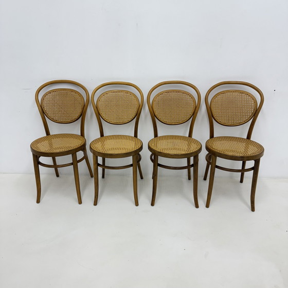 Image 1 of Satz von 4 Bugholz Gurtband Esszimmer / Bistro Stühle , 1960S