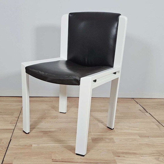 Image 1 of Ein Paar Vintage-Stühle des Modells Chair 300 aus lackiertem Holz und braunem Leder von Joe Colombo für Pozzi, 1965