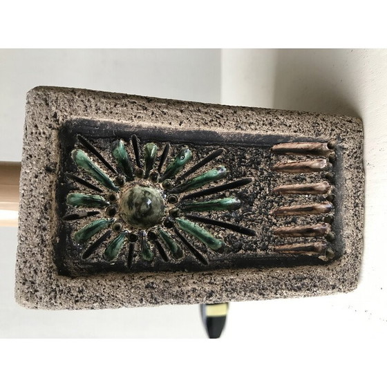 Image 1 of Vintage Nachttischlampe aus Stein und glasierter Keramik