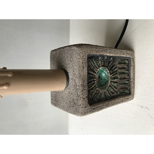 Vintage Nachttischlampe aus Stein und glasierter Keramik