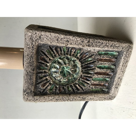 Image 1 of Vintage Nachttischlampe aus Stein und glasierter Keramik