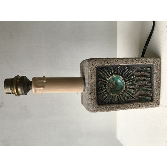 Image 1 of Vintage Nachttischlampe aus Stein und glasierter Keramik