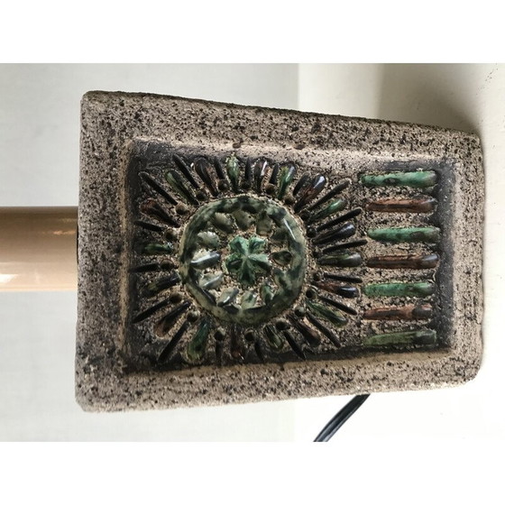 Image 1 of Vintage Nachttischlampe aus Stein und glasierter Keramik