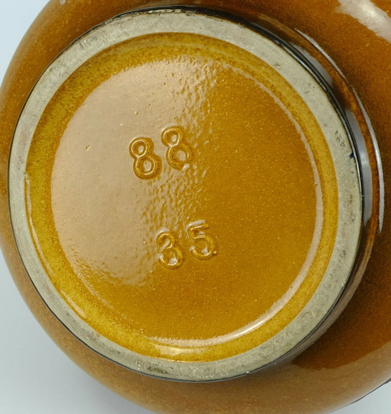 Image 1 of Riesige Krugvase aus den 1960er Jahren, Modell 88 35, bernsteinfarben und braun mit schwarzem abstraktem Muster