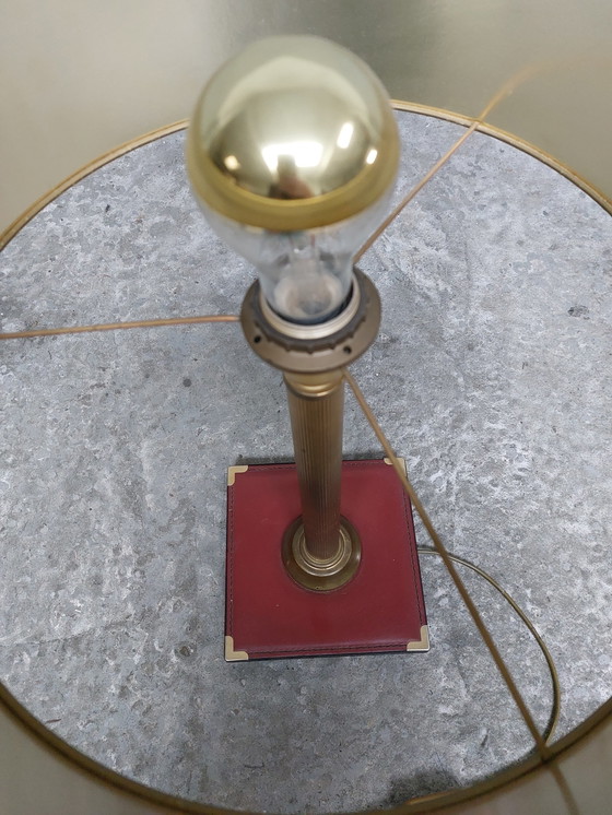 Image 1 of Stich Schreibtischlampe aus Rot Leder aus den 60er Jahren