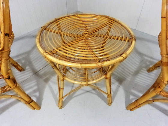 Image 1 of 2x Vintage Bambusstühle mit Tisch, Set