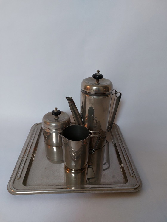 Image 1 of Antikes versilbertes Art-Deco-Kaffeeset, 1930er Jahre