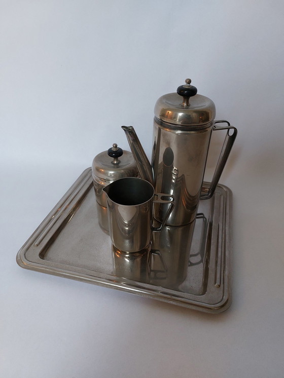 Image 1 of Antikes versilbertes Art-Deco-Kaffeeset, 1930er Jahre