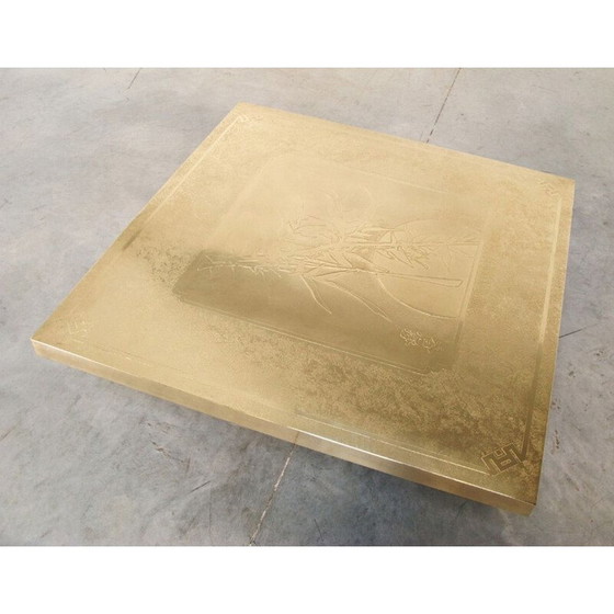 Image 1 of Vintage Couchtisch aus graviertem Messing von Georges Mathias, 1970