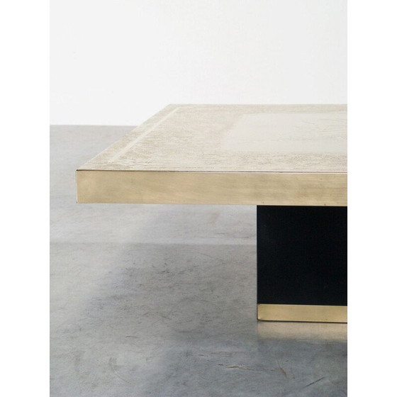 Image 1 of Vintage Couchtisch aus graviertem Messing von Georges Mathias, 1970