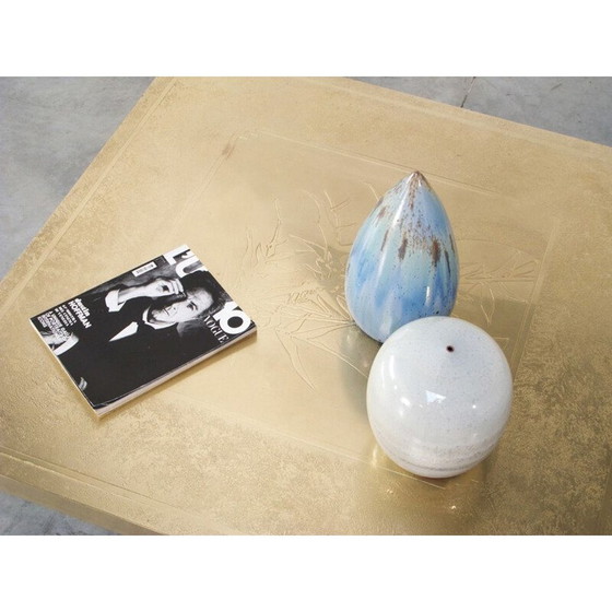 Image 1 of Vintage Couchtisch aus graviertem Messing von Georges Mathias, 1970