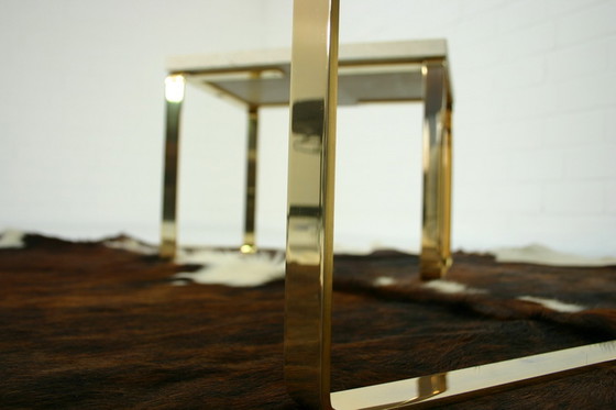 Image 1 of Draenert 1062 "Primus" Hollywood Regency Side Table / Beistelltisch, Gold Travertine, 1 of 2