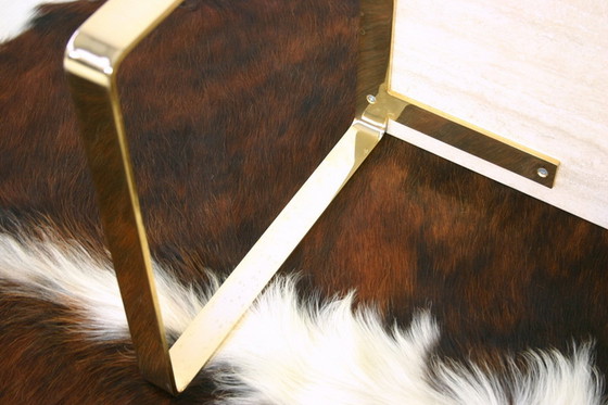 Image 1 of Draenert 1062 "Primus" Hollywood Regency Side Table / Beistelltisch, Gold Travertine, 1 of 2