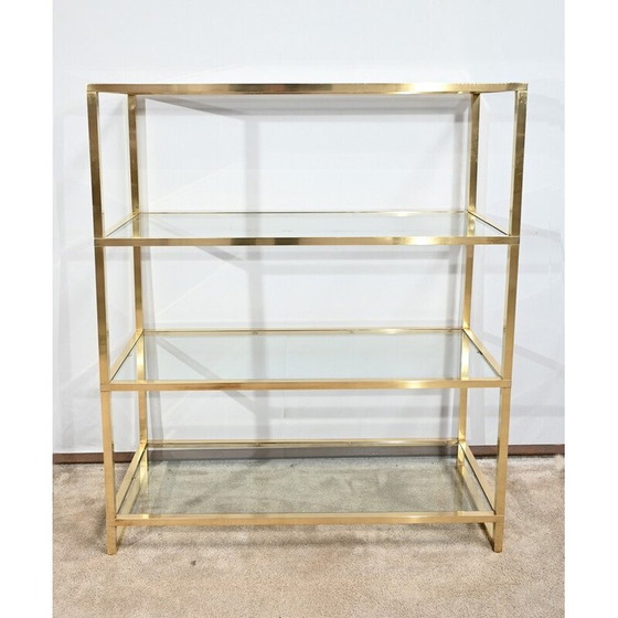 Image 1 of Vintage-Regal aus Messing und Glas mit 4 Ebenen, 1970