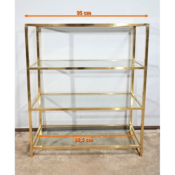 Image 1 of Vintage-Regal aus Messing und Glas mit 4 Ebenen, 1970