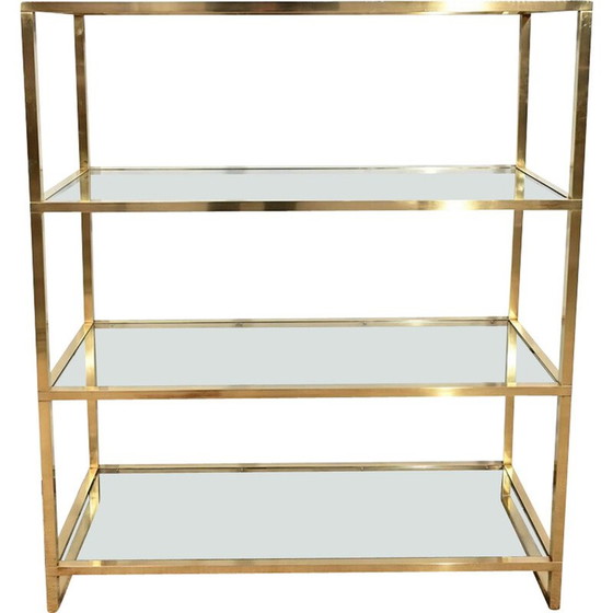Image 1 of Vintage-Regal aus Messing und Glas mit 4 Ebenen, 1970