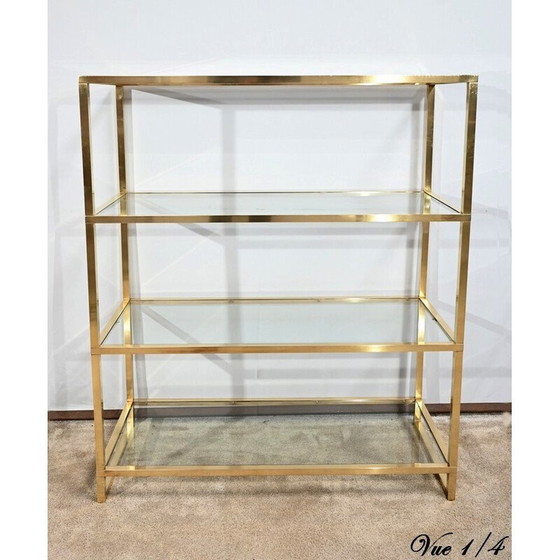 Image 1 of Vintage-Regal aus Messing und Glas mit 4 Ebenen, 1970