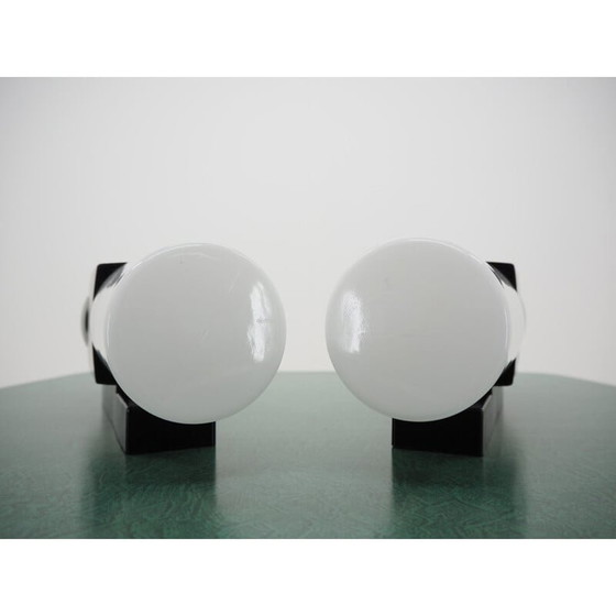Image 1 of Paar alte Wandlampen aus Bakelit und Glas, Tschechoslowakei 1950
