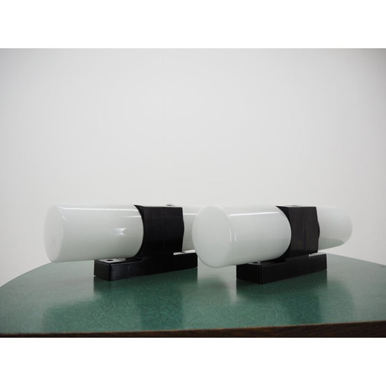 Image 1 of Paar alte Wandlampen aus Bakelit und Glas, Tschechoslowakei 1950