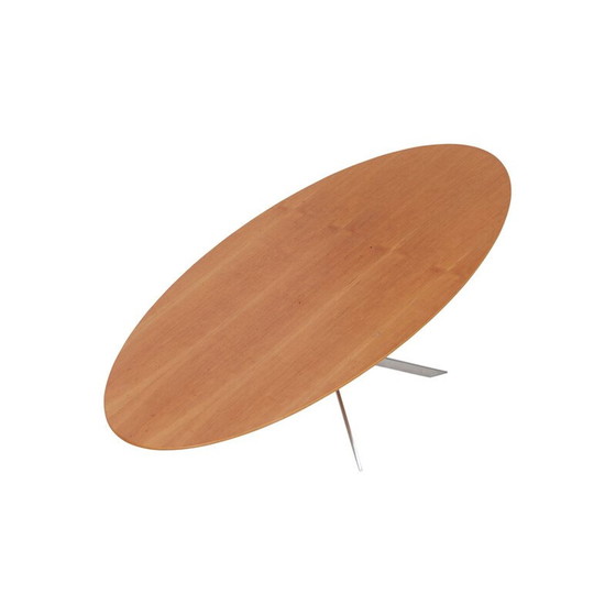 Image 1 of Vintage ovaler Couchtisch aus gedrehtem Edelstahl, Dänemark 1960