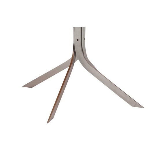 Image 1 of Vintage ovaler Couchtisch aus gedrehtem Edelstahl, Dänemark 1960