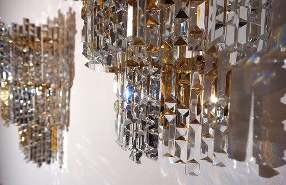 Image 1 of 2er-Set Kinkeldey Hollywood Regency-Wasserfall-Kristallglas-Wandleuchten, 1970