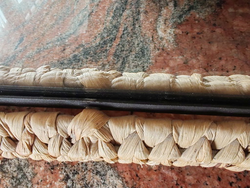 1 Großer Spiegel mit Schmiedeeisenstruktur, geflochten aus Wasserhyazinthen