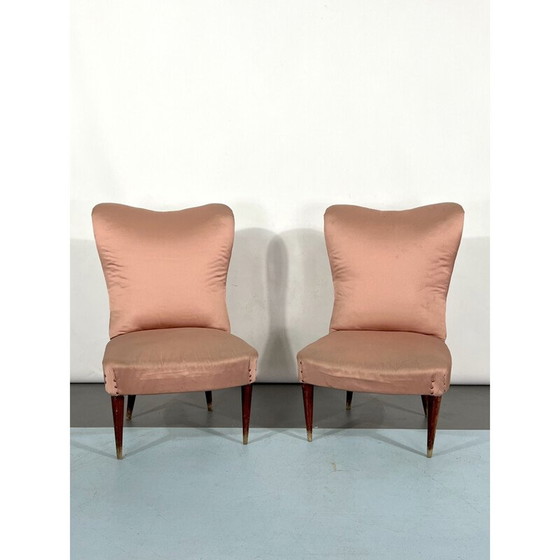 Image 1 of Paar italienische Clubsessel aus Stoff, 1950er Jahre