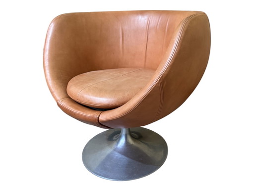 2000er Italienischer Leder-Drehsessel