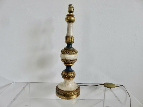 Image 1 of Barocklampe Aus Vergoldetem Holz Und Polychrom, 1960