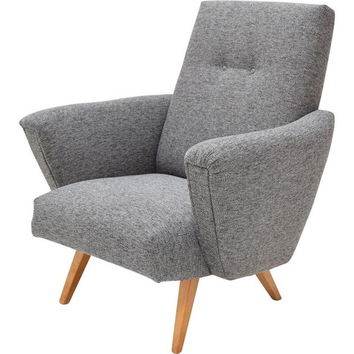 Vintage-Sessel aus Stoff und Holz, Tschechoslowakei 1960